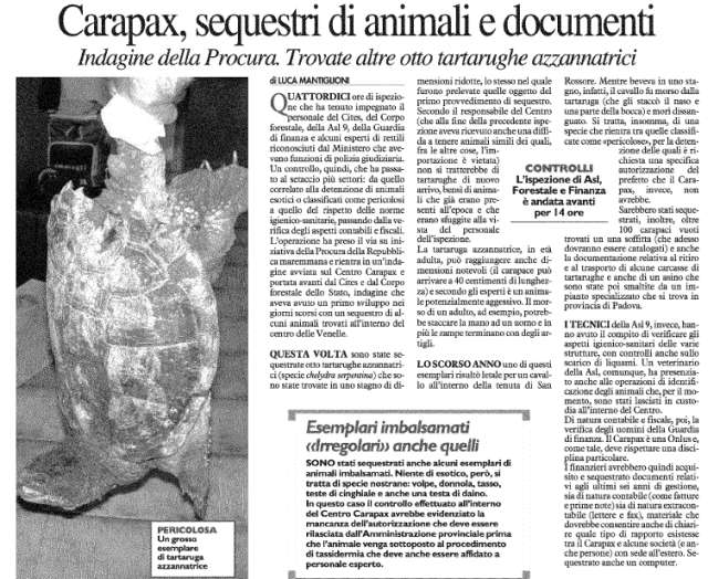 sequestri al Carapax